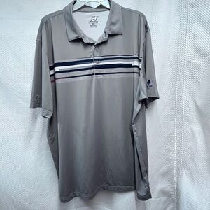 Blue and‎ Gray Performance Polo Shirt with Stripes